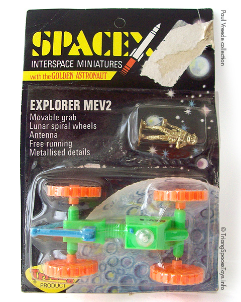 Spacex Explorer MEV2 first blister card - toy has orange wheels and blue arm