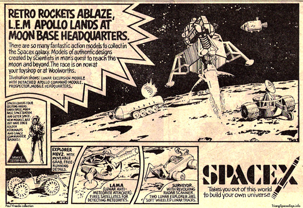 Spacex UK comic Moon Base ad 1970