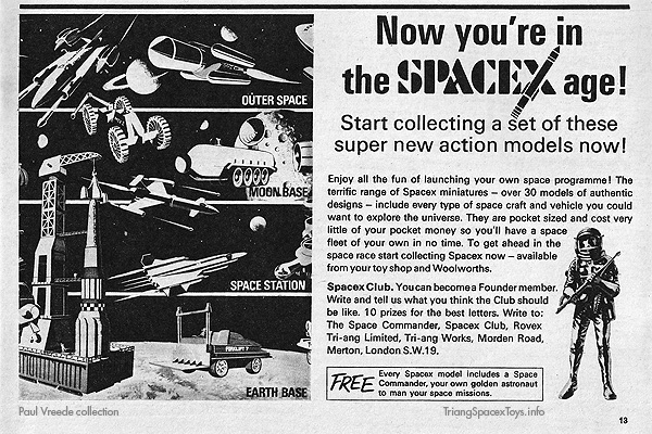 Spacex age UK black/white half-page ad 1970