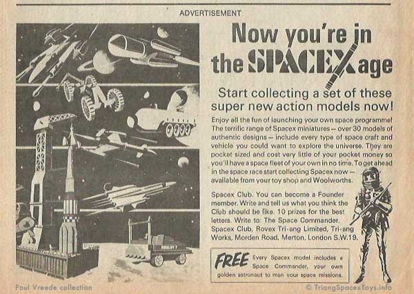 Spacex Age black/white half-page ads 1970 | Triang Spacex & Golden ...
